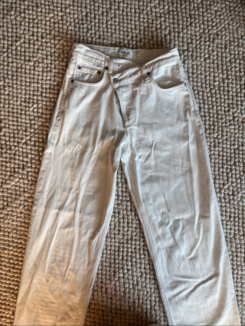 Agolde Criss Cross White Straight Jeans